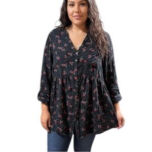 Torrid Black Floral Blouse